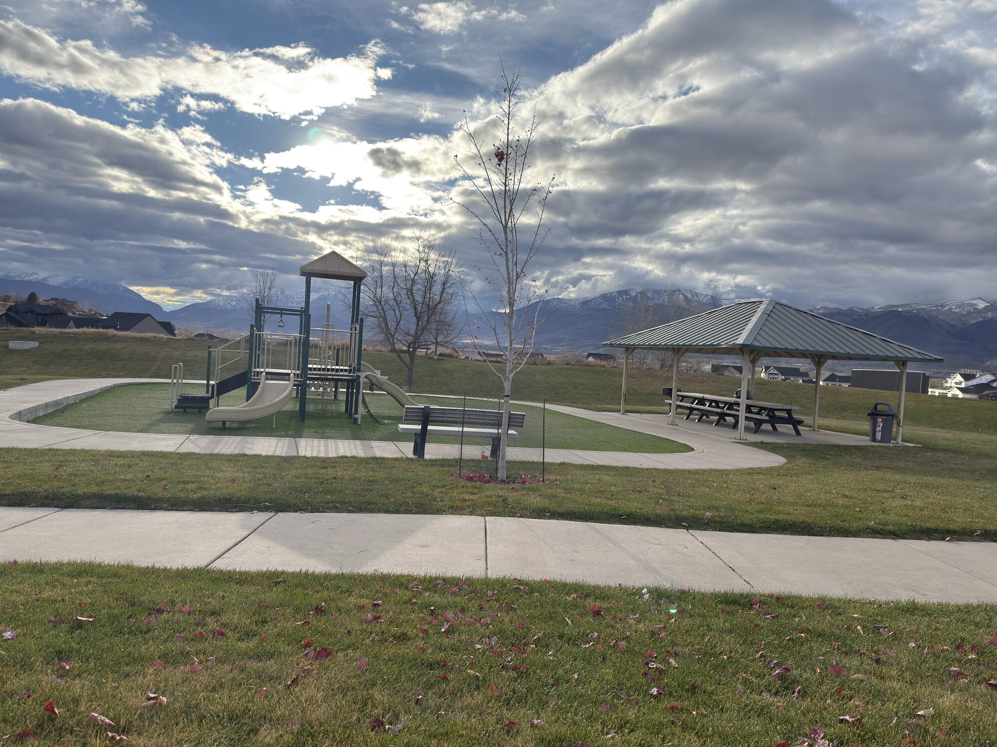 Jordanelle Ridge community park with mountain backdrop in Heber City Utah